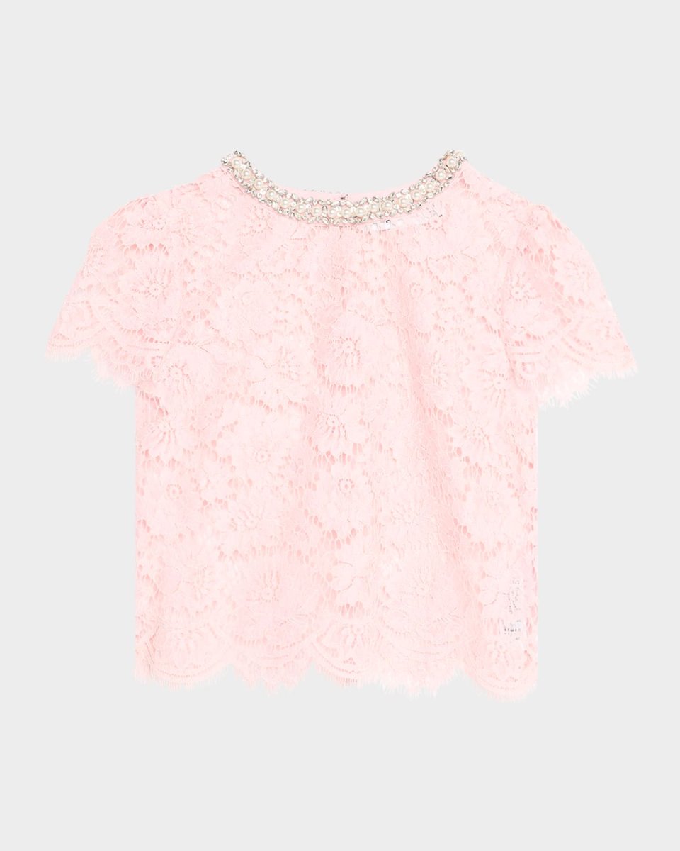 Embellished Sheer Lace Top